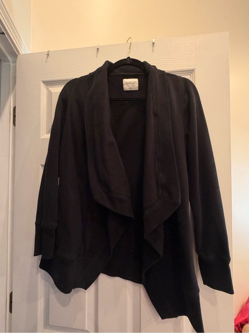Abercrombie Black Draped Open-Front Women's Fleece Cardigan
